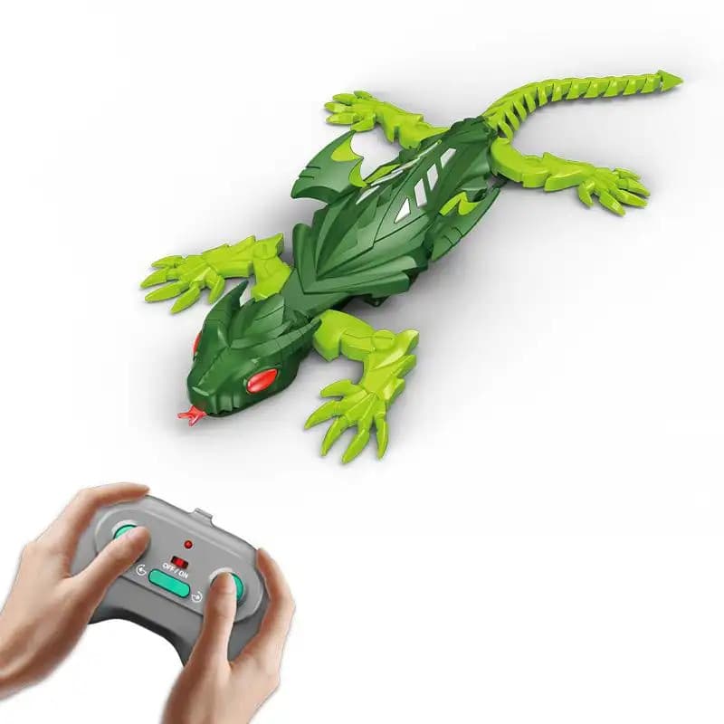 Gecko Rastejador de Parede, Robô de Controle Remoto Recarregável, Brinquedo para Crianças, com Olhos de LED, Asas Batend