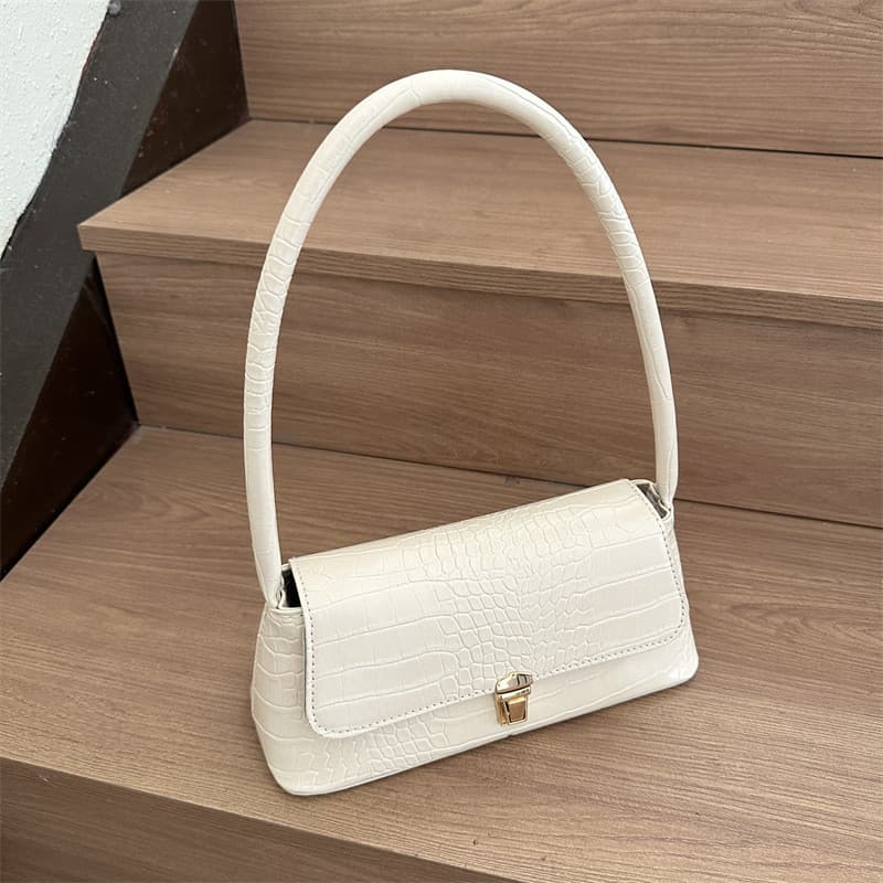 Bolsa feminina texturizada de alta qualidade, nova tendência 2025, com padrão de crocodilo, bolsa quadrada pequena, esti