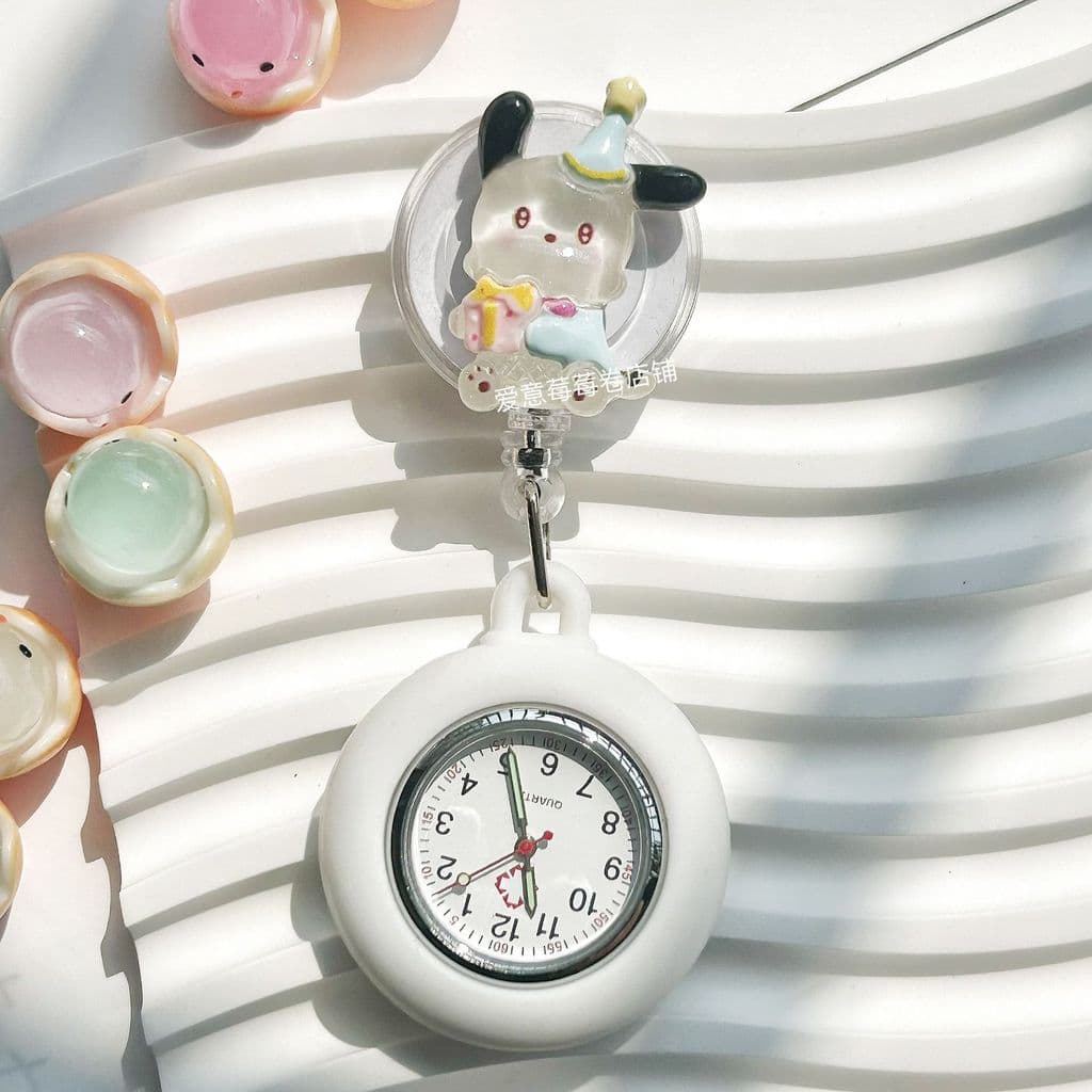 Relógio de enfermagem feminino, relógio de bolso à prova d'água com pino, relógio de bolso simples de silicone, relógio