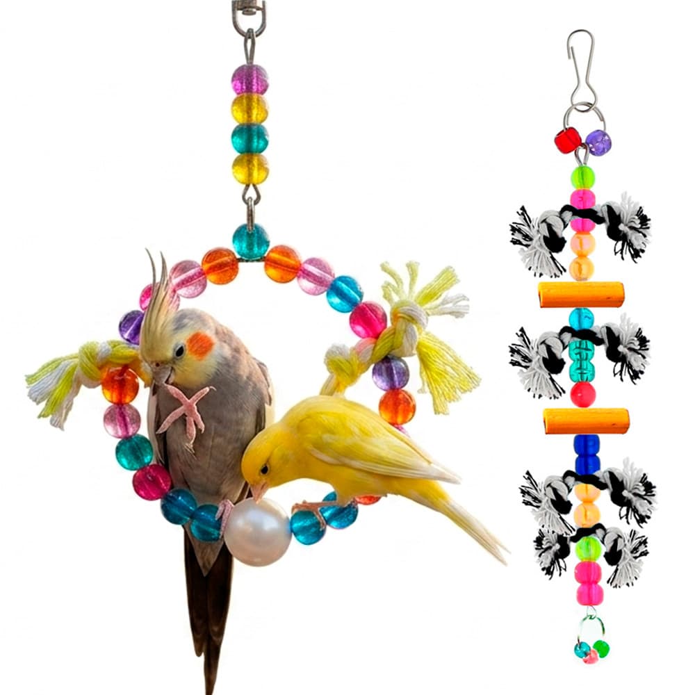 Kit Brinquedos para Calopsita Argola e Talo de Madeira Happy Bird