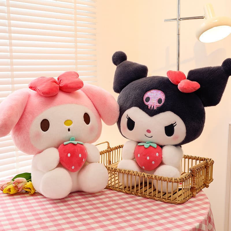 25-50 cm Brinquedo de Pelúcia Sanrio Kuromi My Melody Boneca de Pelúcia Brinquedo Fofo Morango Brinquedo de Pelúcia Anim