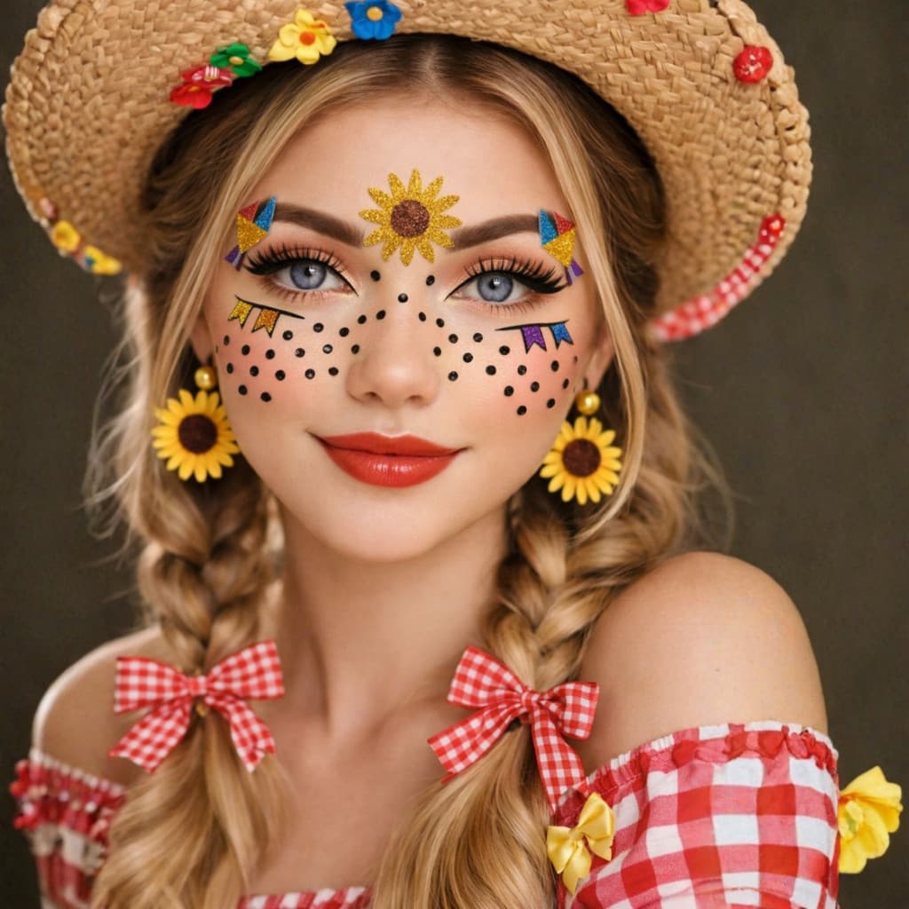 1 Adesivo de Rosto Junino - Decoração Facial Festa Junina - Bandeirinhas Coloridas - 1 Unidade