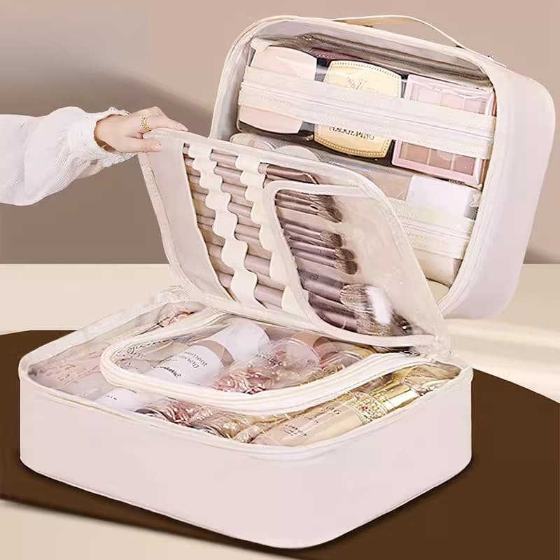 Premium à prova dwaterproof água saco cosmético feminino portátil passeio viagem maquiagem escova saco grande capacidade