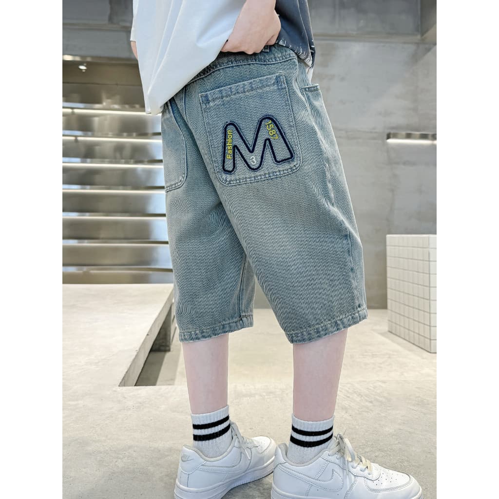 Meninos verão calças médias grandes meninos crianças Denim ocidental bonito Casual fino Shorts de cinco pontos verão na