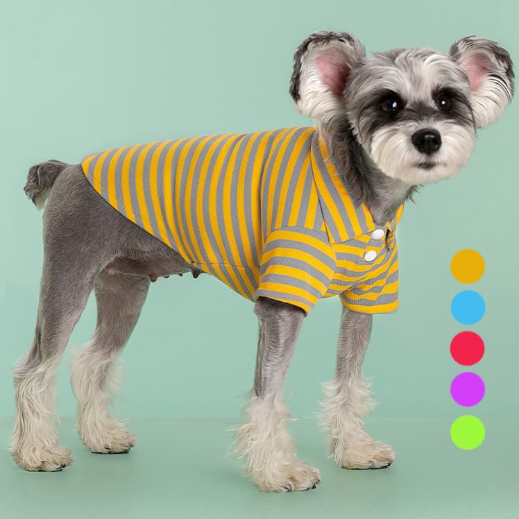 Camiseta Polo Para Animais De Estimação Roupas Cachorro Pequenos E Médios Casaco Listrado Gatos