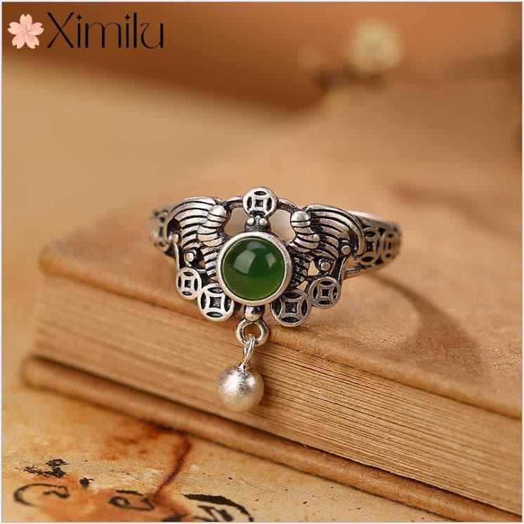❤ Original estilo chinês Retro cobre moeda padrão anel feminino oco padrão angustiado jóias requintadas