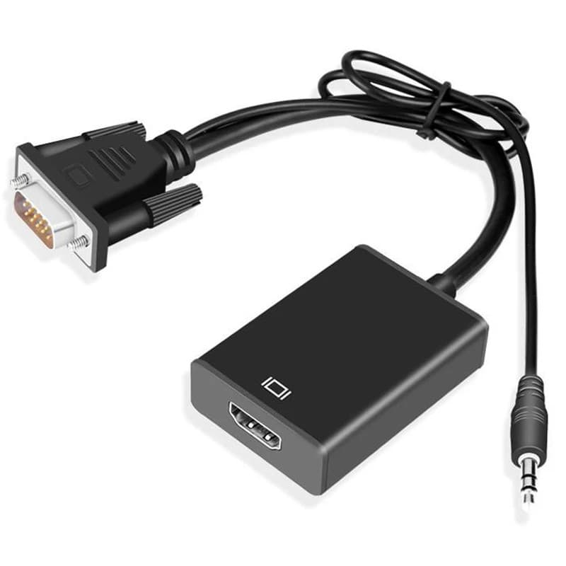 Conversor VGA para HD, Adaptador de Cabo de Áudio e Vídeo de Alta Definição, Entrada VGA, Saída Compatível com HDMI para