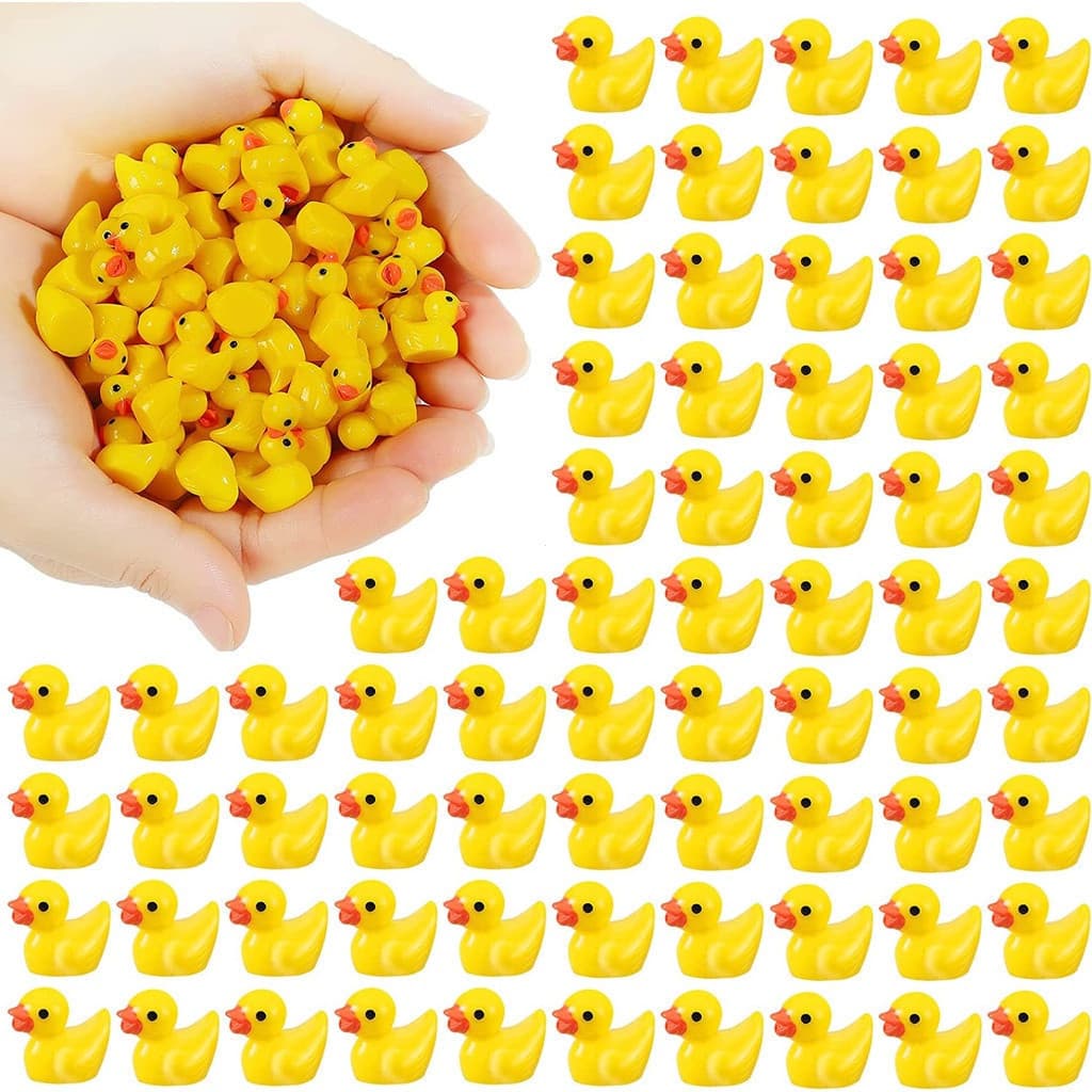 100 Conjuntos de Patinhos de Resina, Adequados para Decoração de Bolos, Decoração de Jardim, Kits DIY