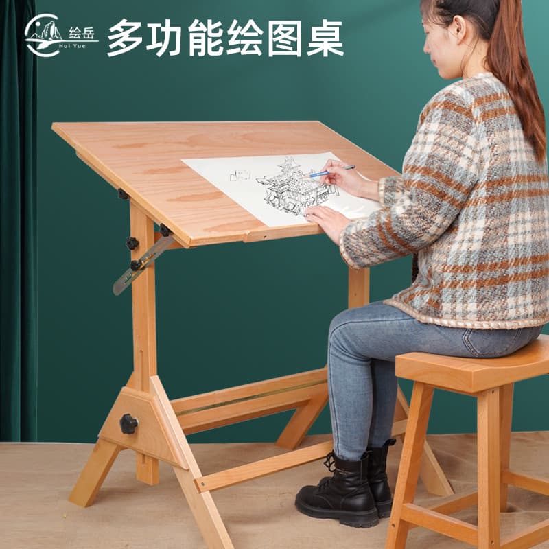 Mesa de pintura de estudante Mesa de arte de classe de treinamento Mesa de desenho de engenharia Altura ajustável Inclin