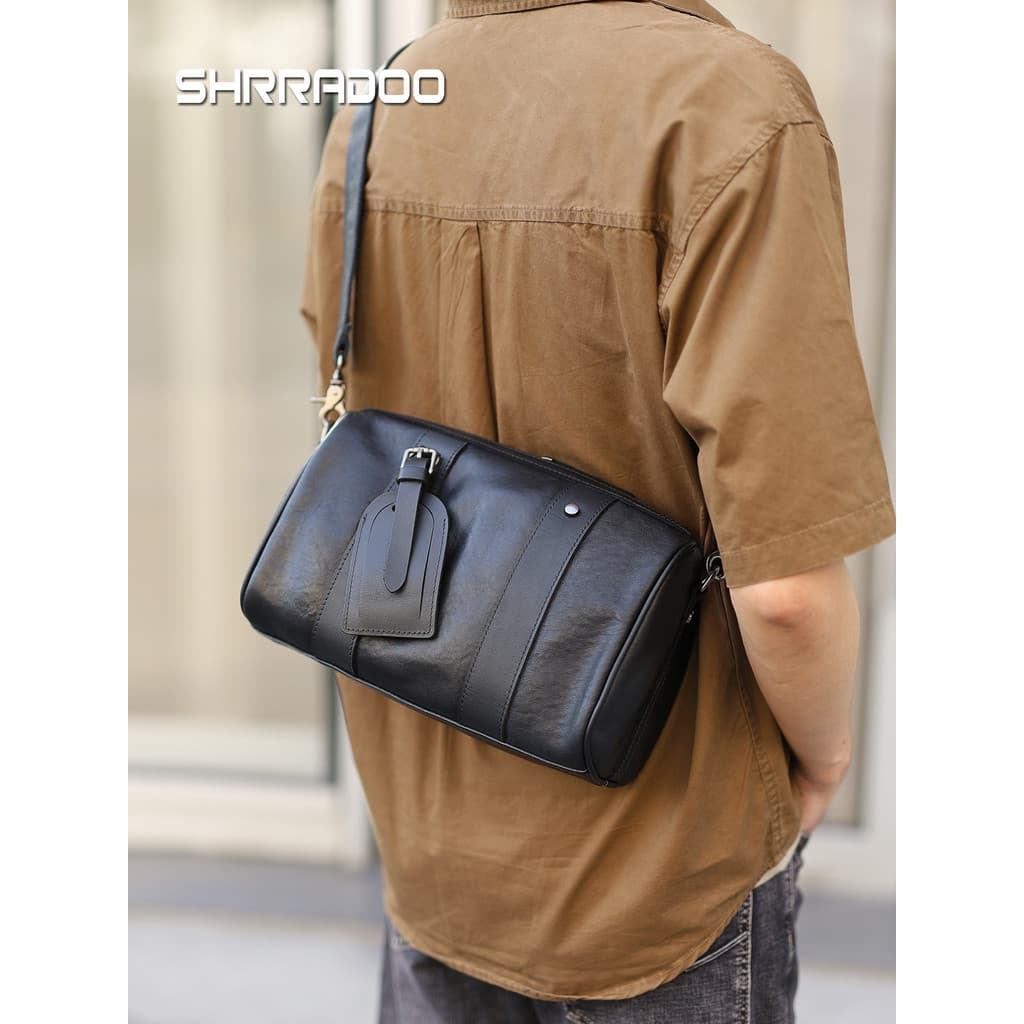 Bolsa mensageiro de couro de primeira camada masculina de grande capacidade bolsa de ombro de couro genuíno 2026 novo es