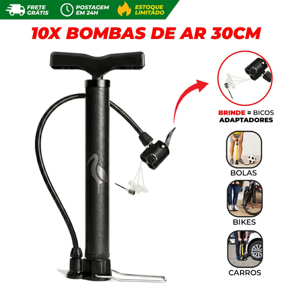 10 Bombas de Ar Encher Pneu Bicicleta Bike Mtb Speed Bola 30cm Leve Portátil