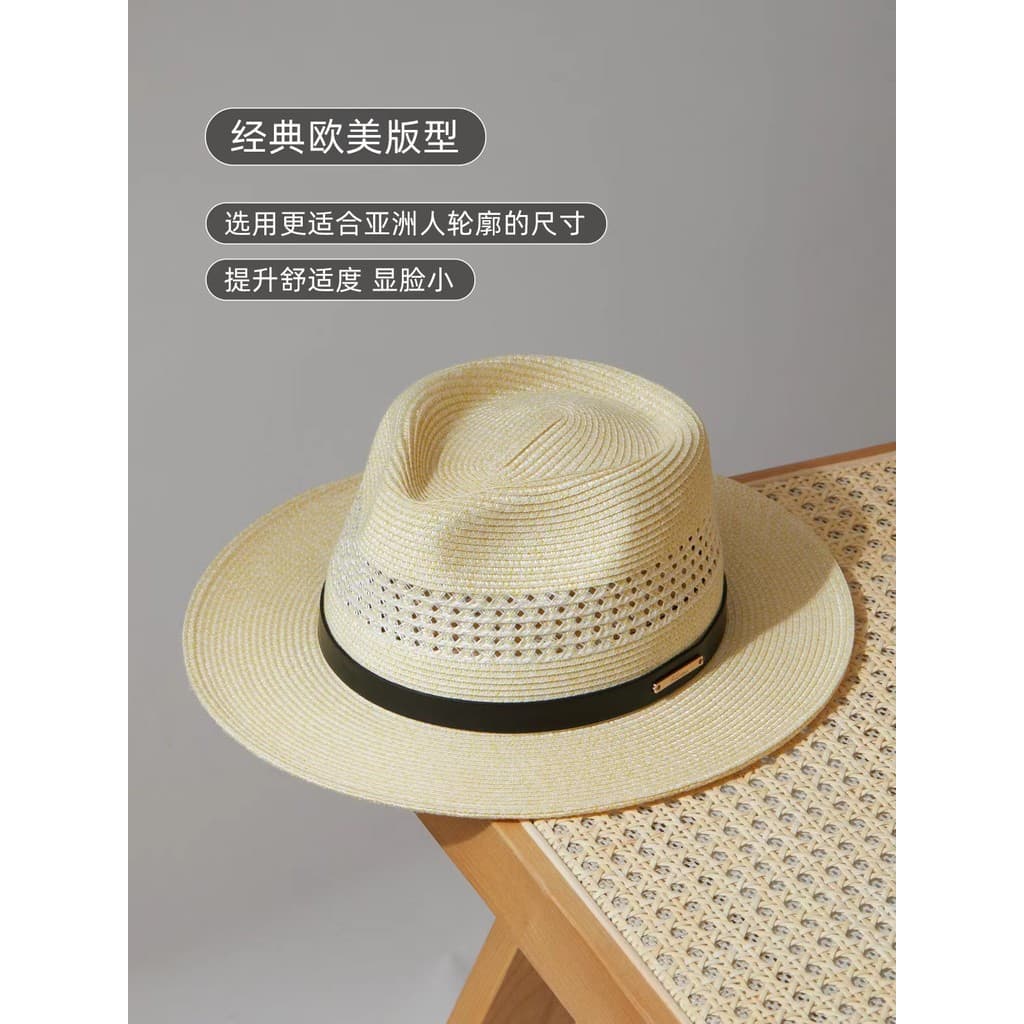 Novo estilo verão panamá oco chapéu de palha chapéu superior Jazz guarda-sol aba larga Unisex grande chapéu circunferênc