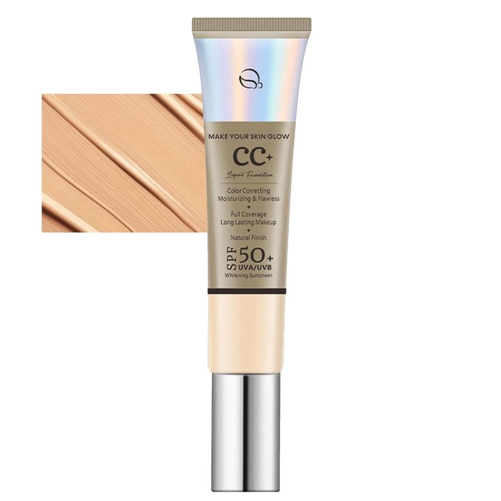CC Cream com FPS 50 - Base de Cobertura Total, Poros Invisíveis, Tom de Pele Uniforme, Cobre Imperfeições, Hidratante, R