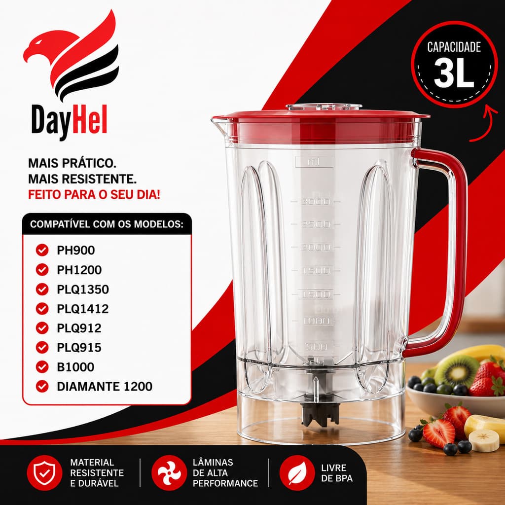 Copo Liquidificador PLQ912 Inox Original 3L 6 lâminas