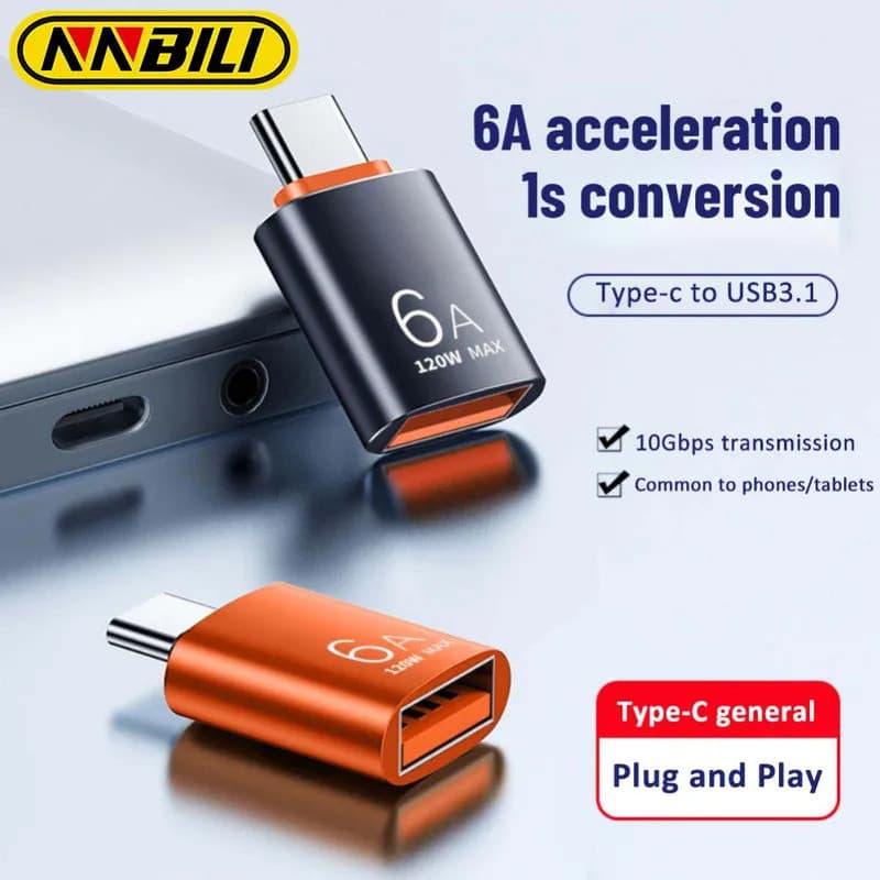 Conversor NNBILI 6A TypeC para USB OTG Adaptador USB3.0 para PC MacBook Conector de Carregamento USB C Ad