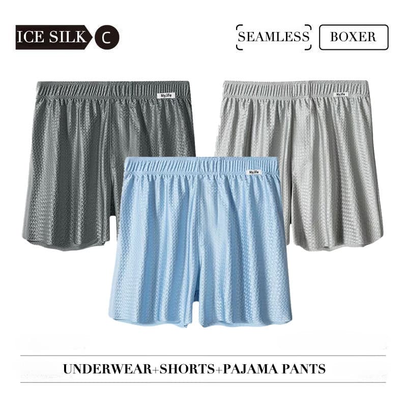 LEHAPPY Shorts Boxer Ultrafinos De Seda Gelada Para Homens , Malha Respirável , Roupa Íntima Sem Costura , Ajuste Solto