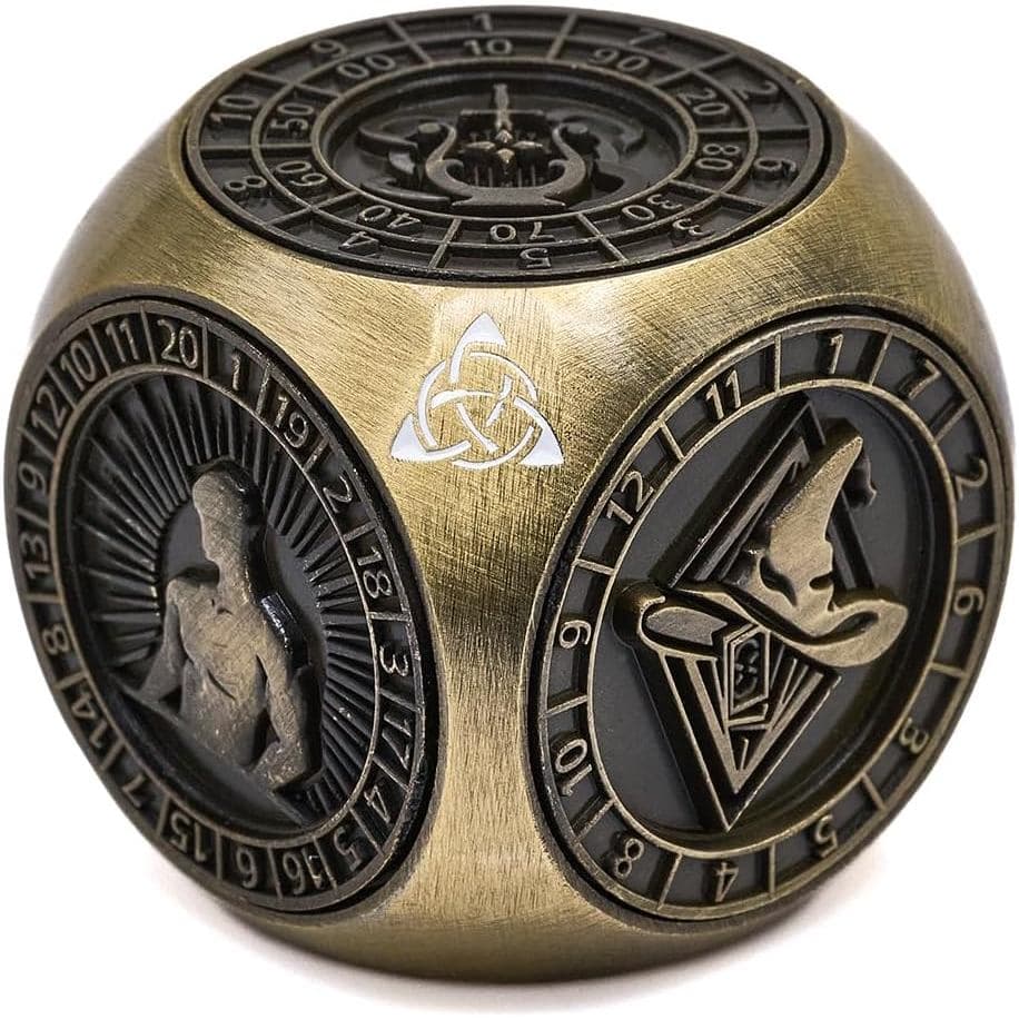 Fidget Spinner de Metal, 7 em 1, Dados Poliédricos Únicos para Jogos de RPG de Mesa (Bronze)