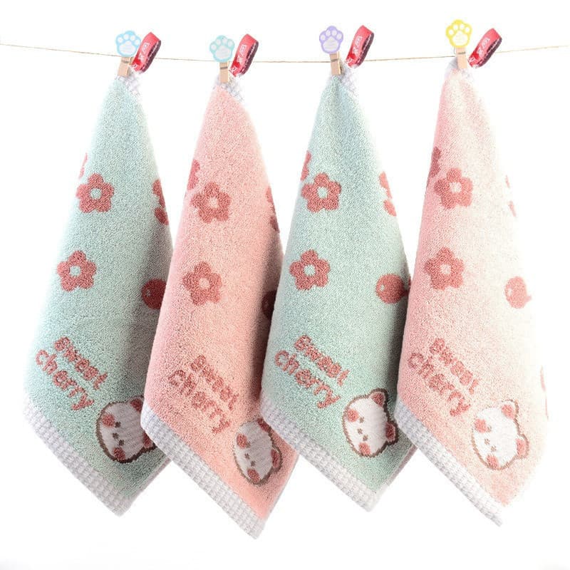 1Pc 25x25cm Portátil Absorvente Macio Algodão Dos Desenhos Animados Animal Quadrado Crianças Rosto Toalha De Mão Com Laç