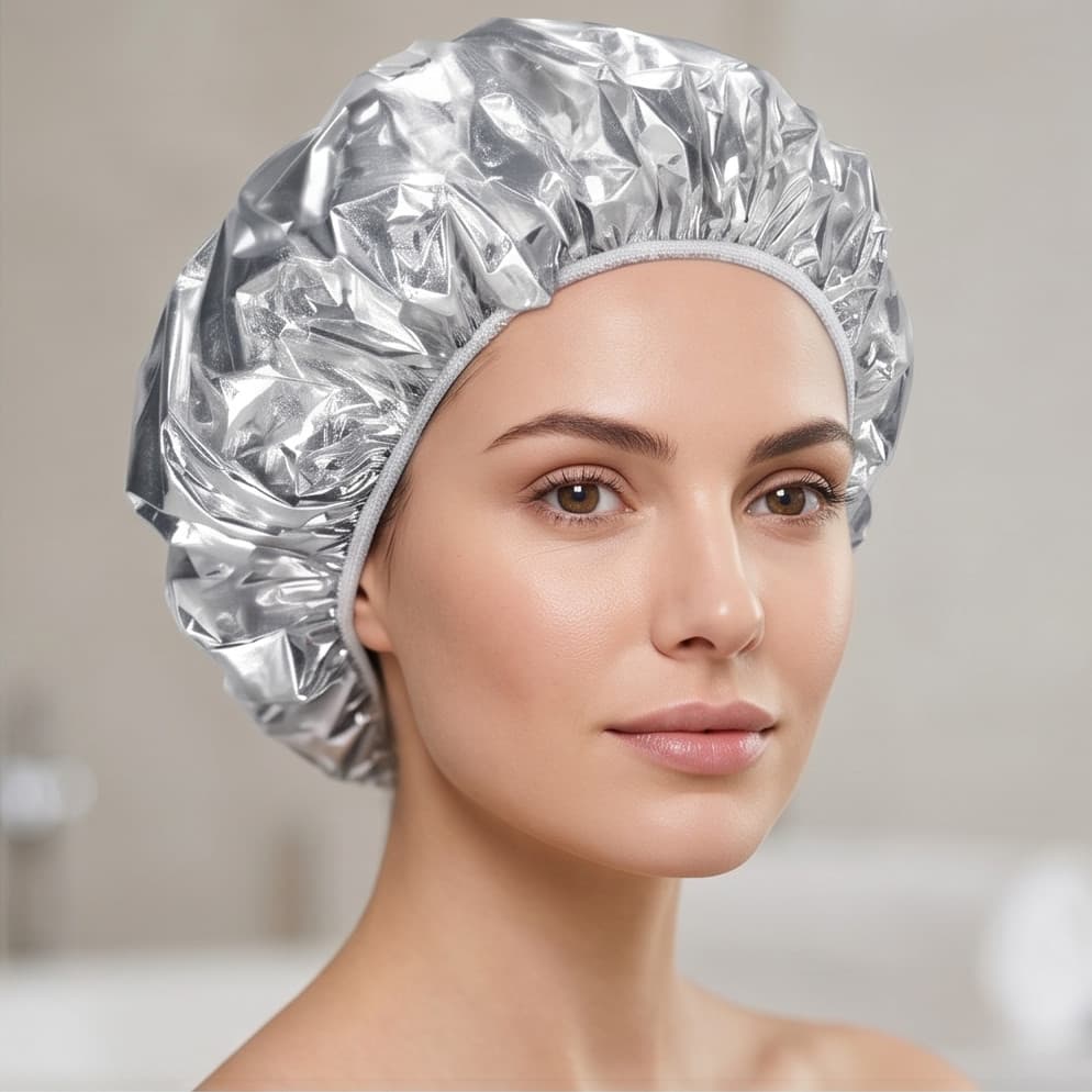 Touca Térmica Metalizada Para Hidratação Capilar Banho De Creme Tratamento Cabelo