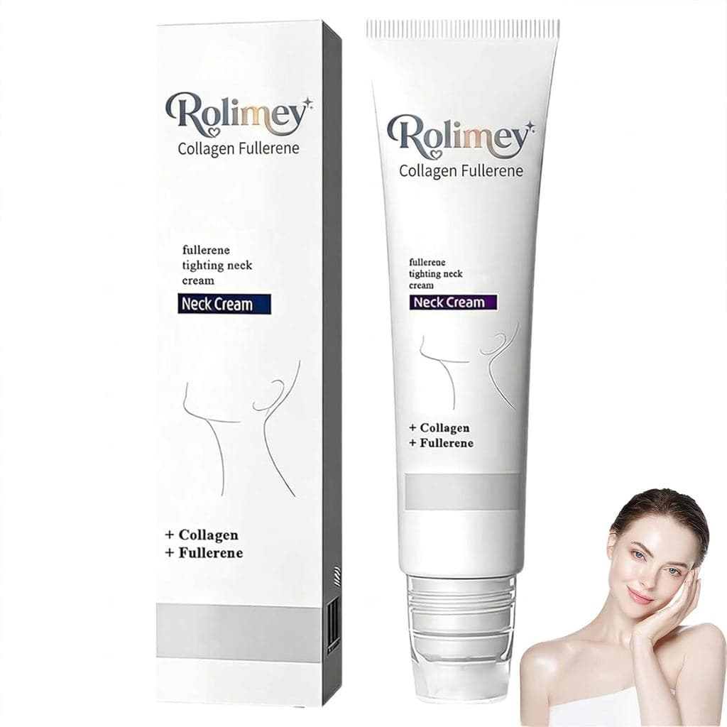 Creme para Pescoço Rolimey com Colágeno e Fullerene, Novo Creme Avançado de 2026 para Firmeza e Redução de Rugas com Pep