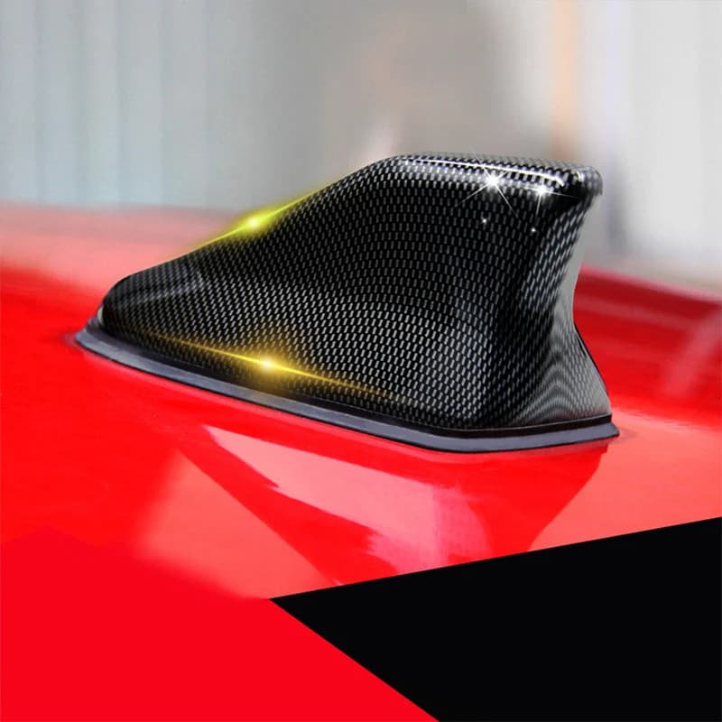 Universal De Fibra Carbono Olhar Telhado Do Carro Montagem Superior Barbatana Tubarão Antena Aérea Toppers Rádio Automát