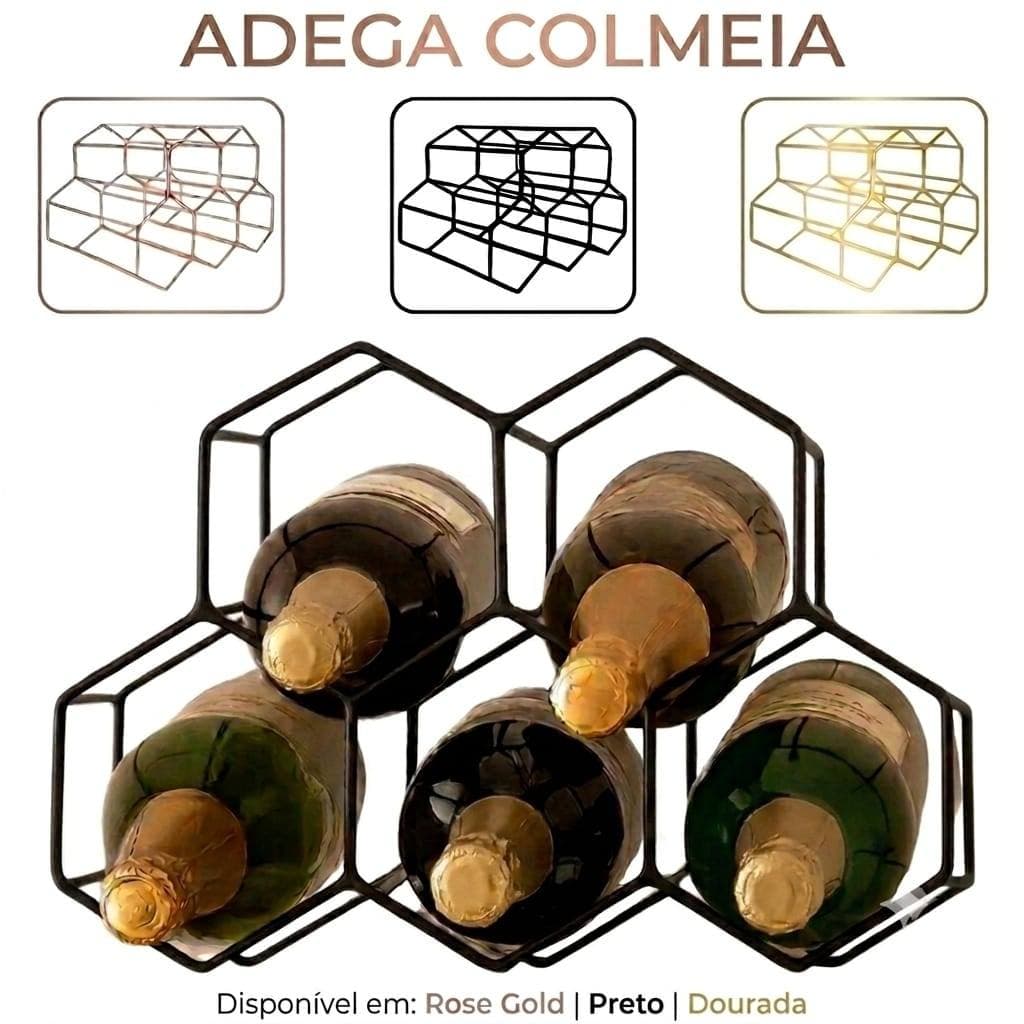 Adega De Vinho Pequena Para Mesa Empilhável Colméia 5 Garrafa
