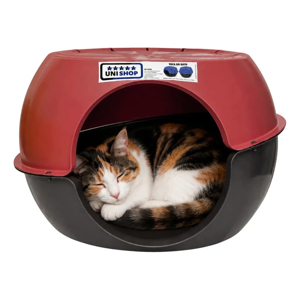 Toca De Gato Cabana Para Pet Casinha Gato Unishop Vermelha