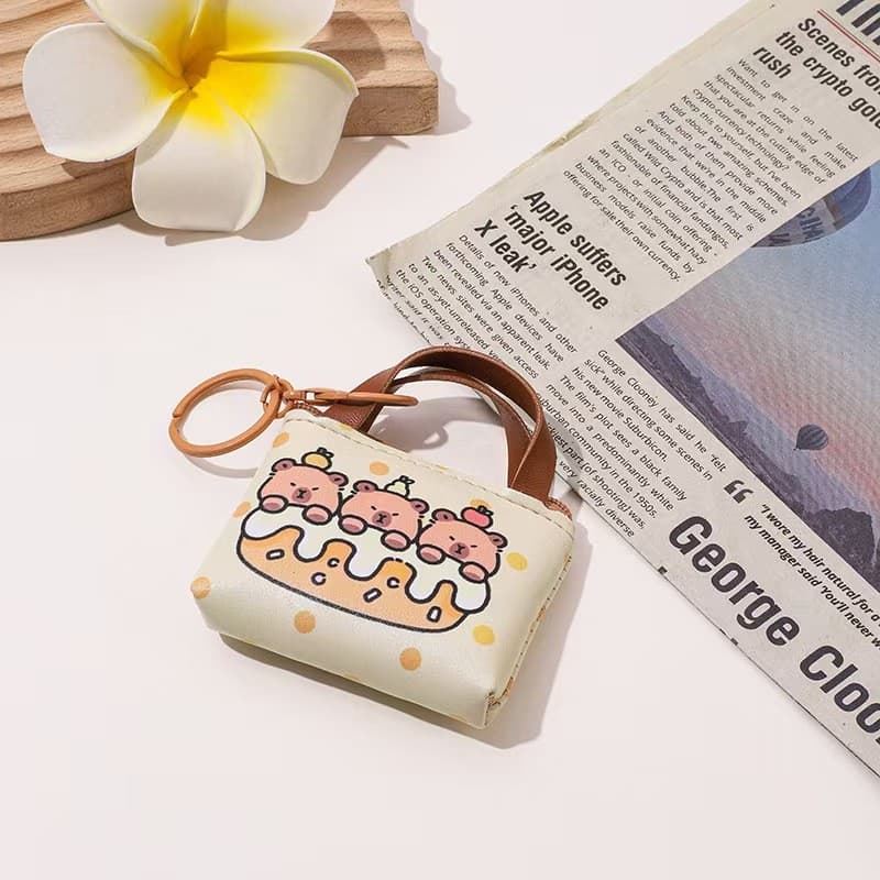 Bonito divertido Kapibara pequena carteira moeda saco crianças bonito Mini portátil plutônio pequeno saco de couro pinge