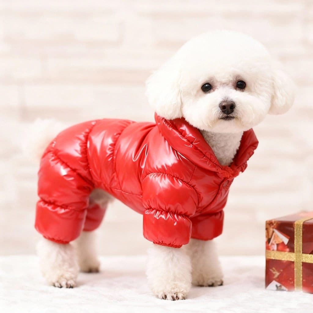 Roupas para cães inverno quente jaqueta de quatro patas vermelho para baixo jaqueta impermeável ao ar livre Casual algod