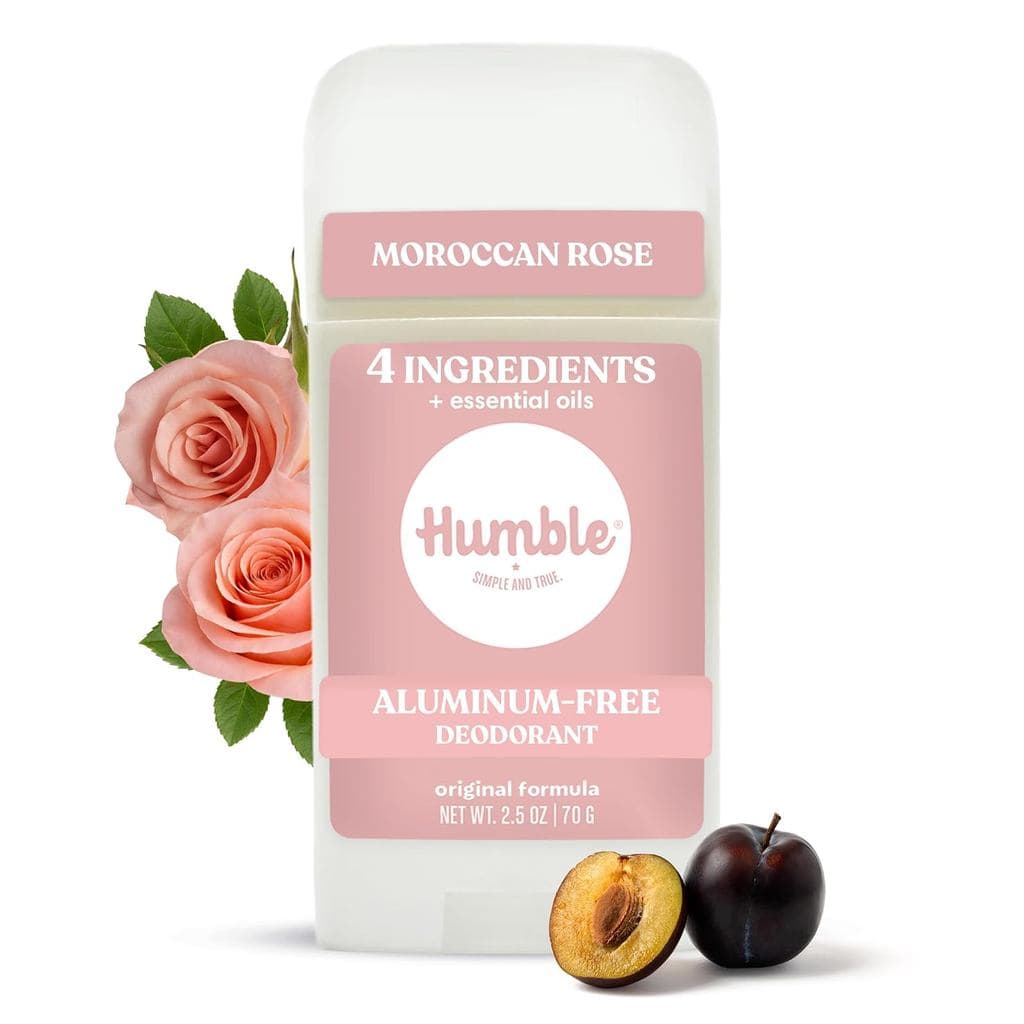 Desodorante Humble sem Alumínio para Mulheres e Homens, Rosa Marroquina - Bastão Desodorante Natural Limpo e Fresco com