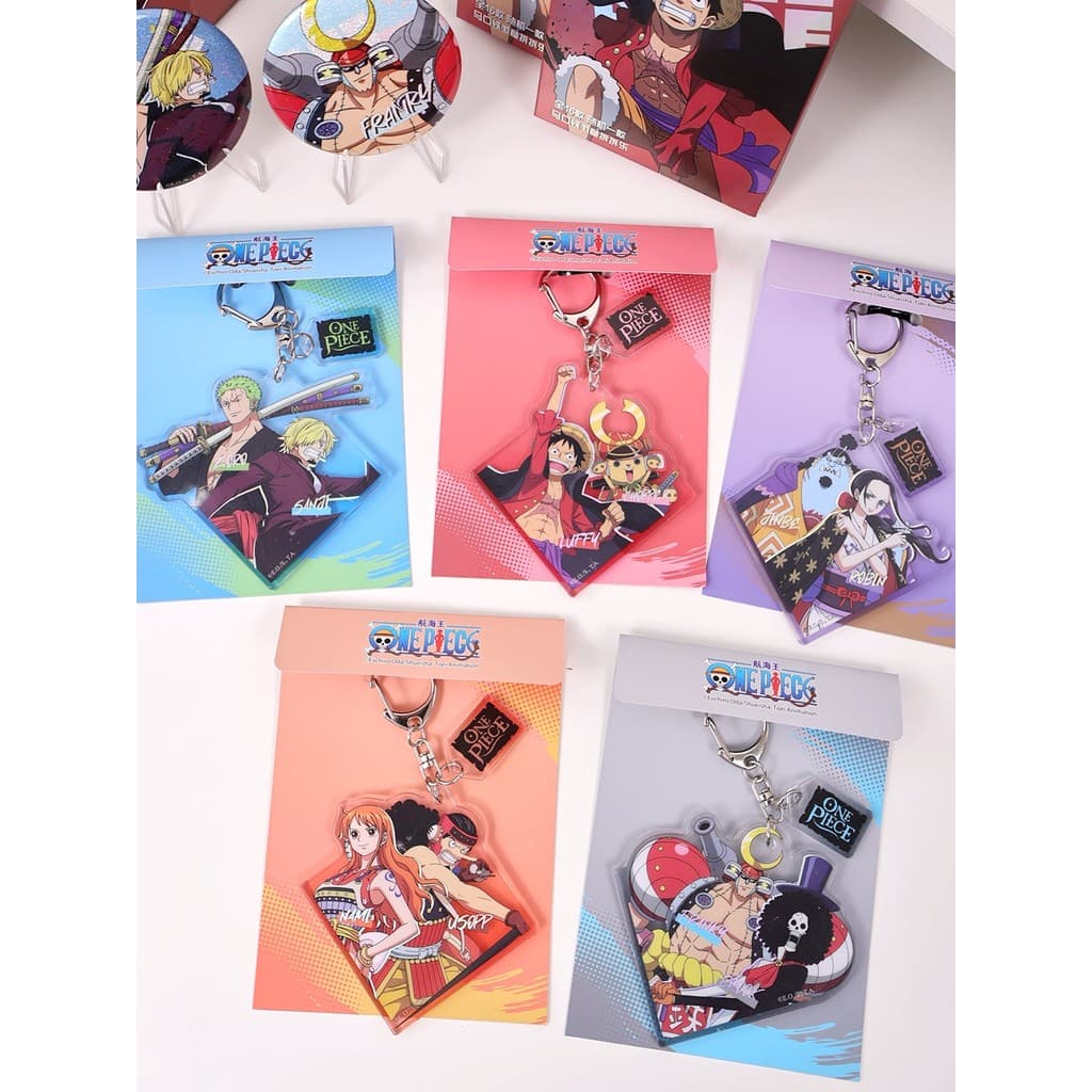 Genuíno One Piece Wano Country Valley Anime Acrílico Pingente Chaveiro Luffy Robin Zoro Shanzhi George