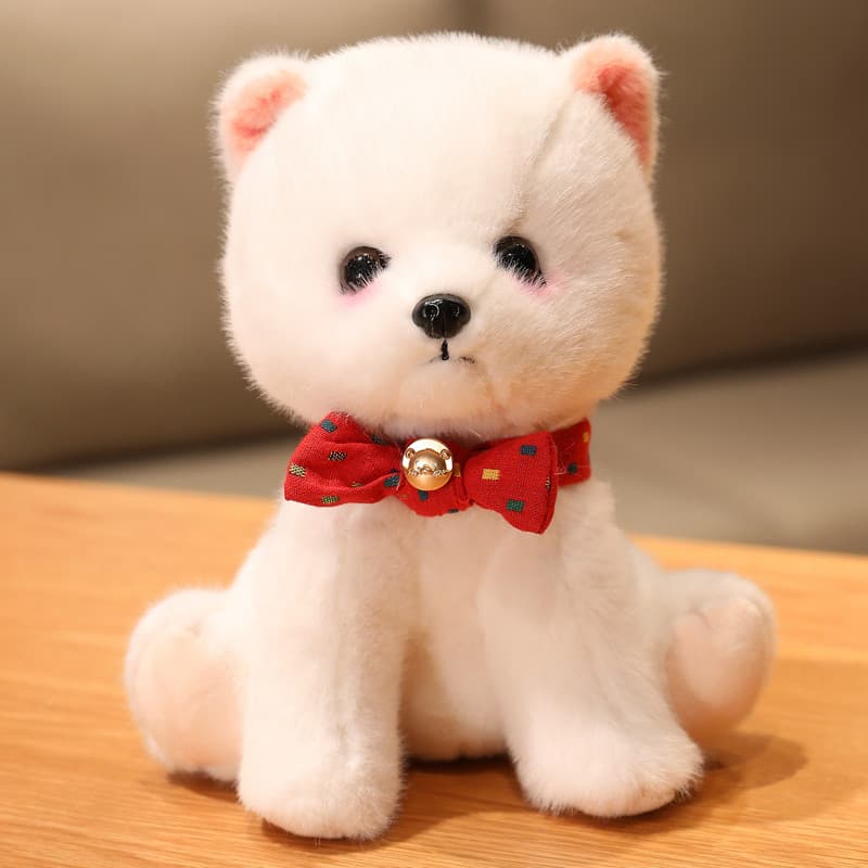 Simulação Pomeranian brinquedo de pelúcia branco filhote de cachorro boneca xícara de chá cão Mini cão Muppet boneca cri