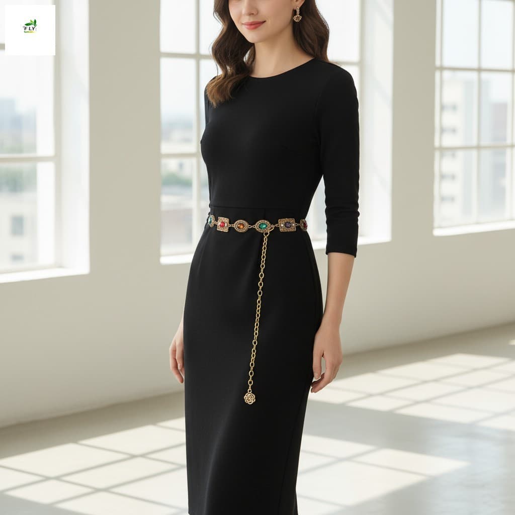 Corrente De Cintura De Metal Multilinha – Cinto Decorado Stass Para Festa De Casamento Feminina