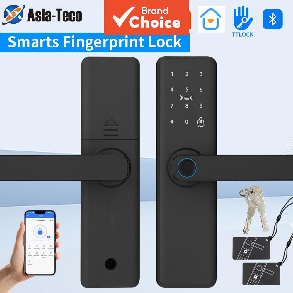Sistema De Fechadura De Porta Com Impressão Digital F18 Tuya SmartLife Chave De Senha De Cartão IC Para Portas De Madeir