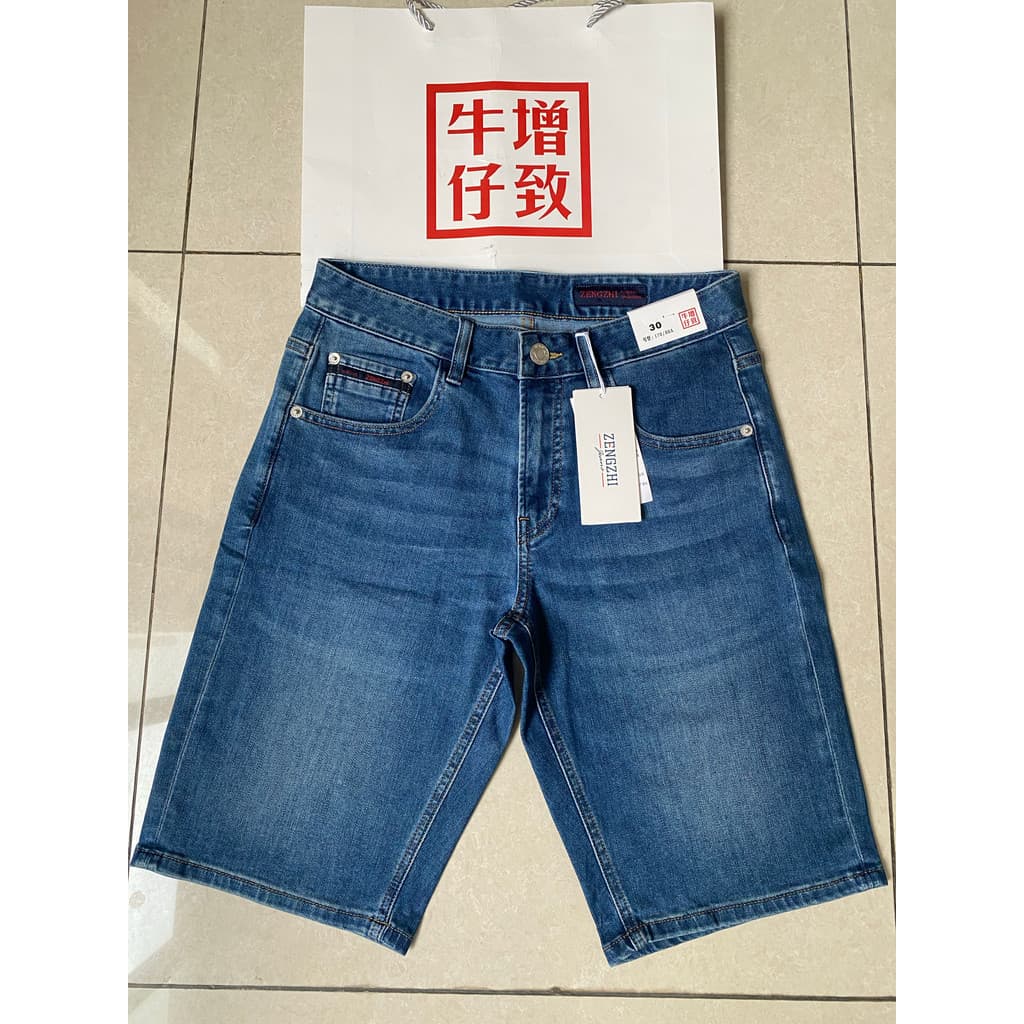 Aumentou Shorts jeans calças masculinas genuíno verão calças cortadas juventude estiramento denim calças médias High-End