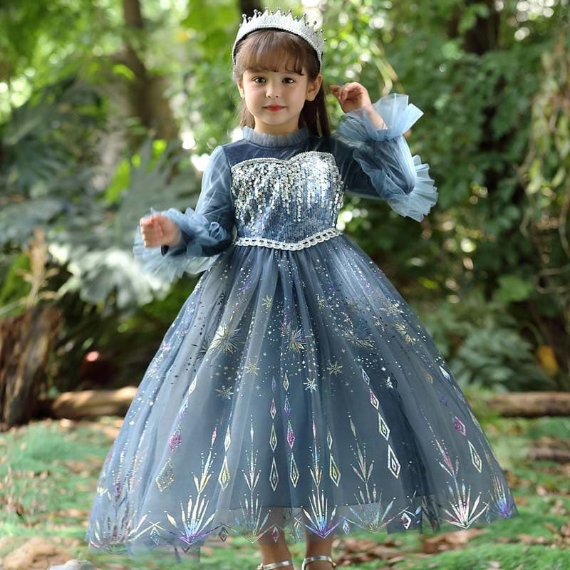Nova menina congelada crianças elsa vestido de princesa Disney elsa cos festa evento desempenho vestido vestido