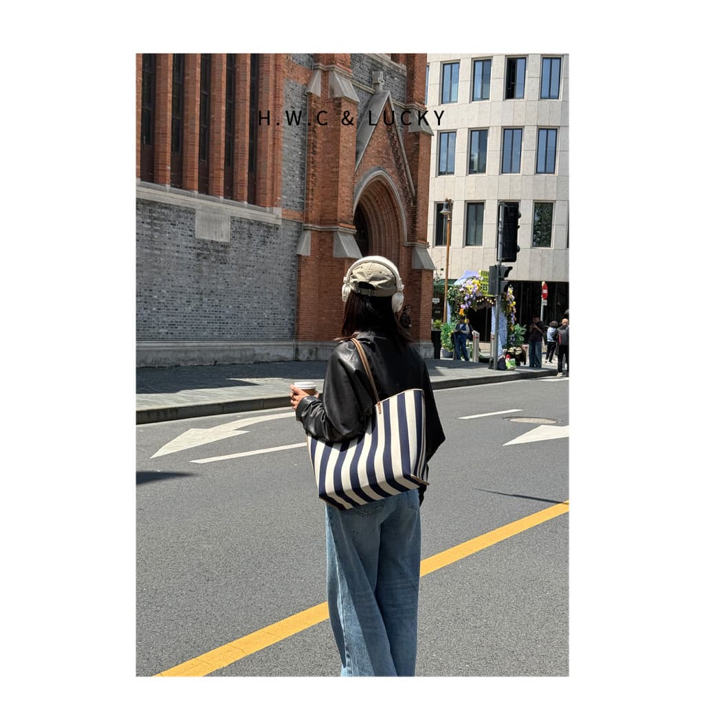 Bolsa semanal loja listrada lona sacola feminina bolsa de ombro de grande capacidade moda All-Match saco de compras ambo
