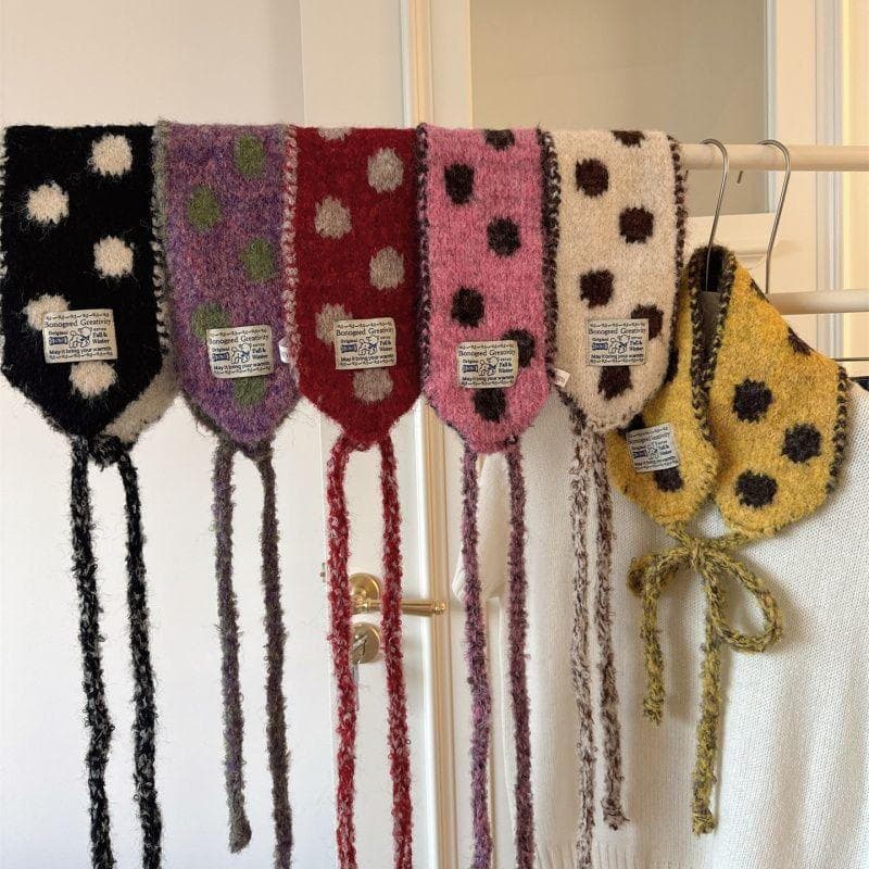 Protetores de Orelha Decorativos de Inverno em Tricô para Meninas, Protetores de Orelha Coloridos e Fofos com Bolinhas p