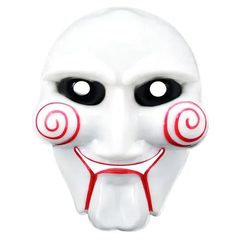 Mascara Jogos Mortais Boneco Billy Cor Branco Liso Halloween Festa a Fantasia