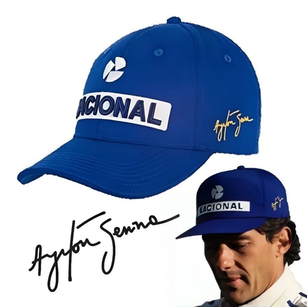 Bone Nacional Ayrton Senna Retro Formula 1 Estilo Classico Colecionador F1 Automobilismo Exclusivo