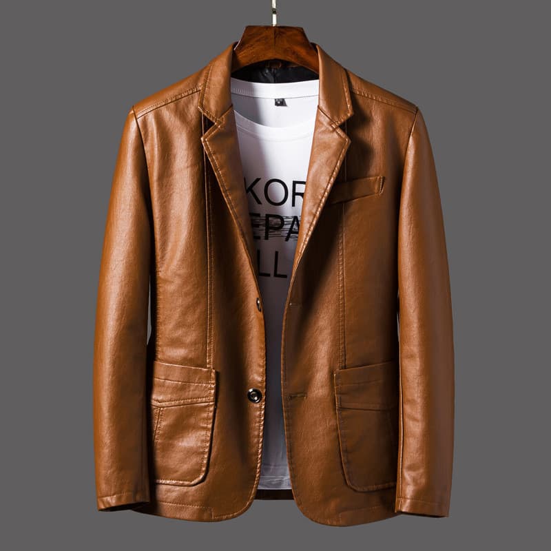 Jaqueta de couro masculina casual de outono, jaqueta de motoqueiro slim, casaco primavera e outono para jovens.