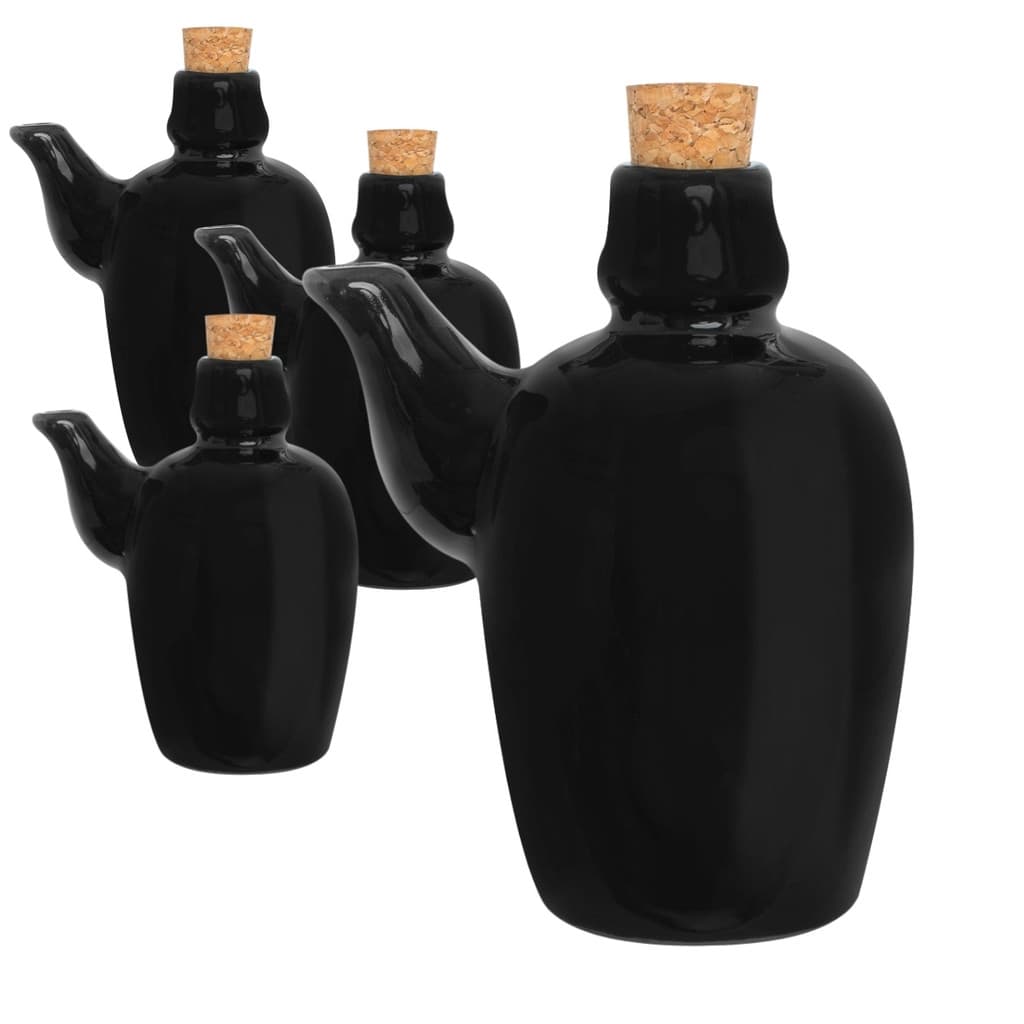 Kit 24 Jarra Porta Shoyu com Rolha 210ml Preto Sapporo