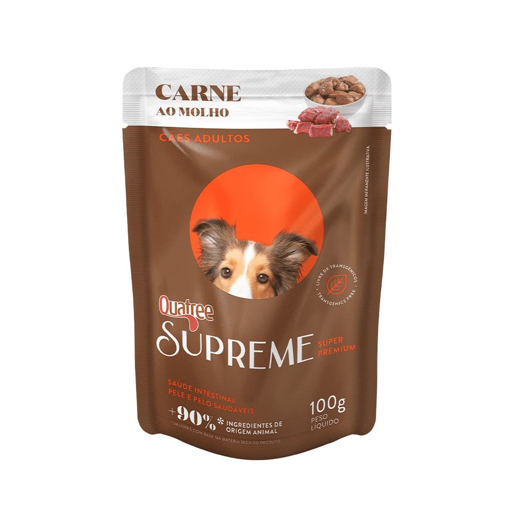 Ração Úmida Quatree Supreme Sachê Cães Adultos Carne 100g