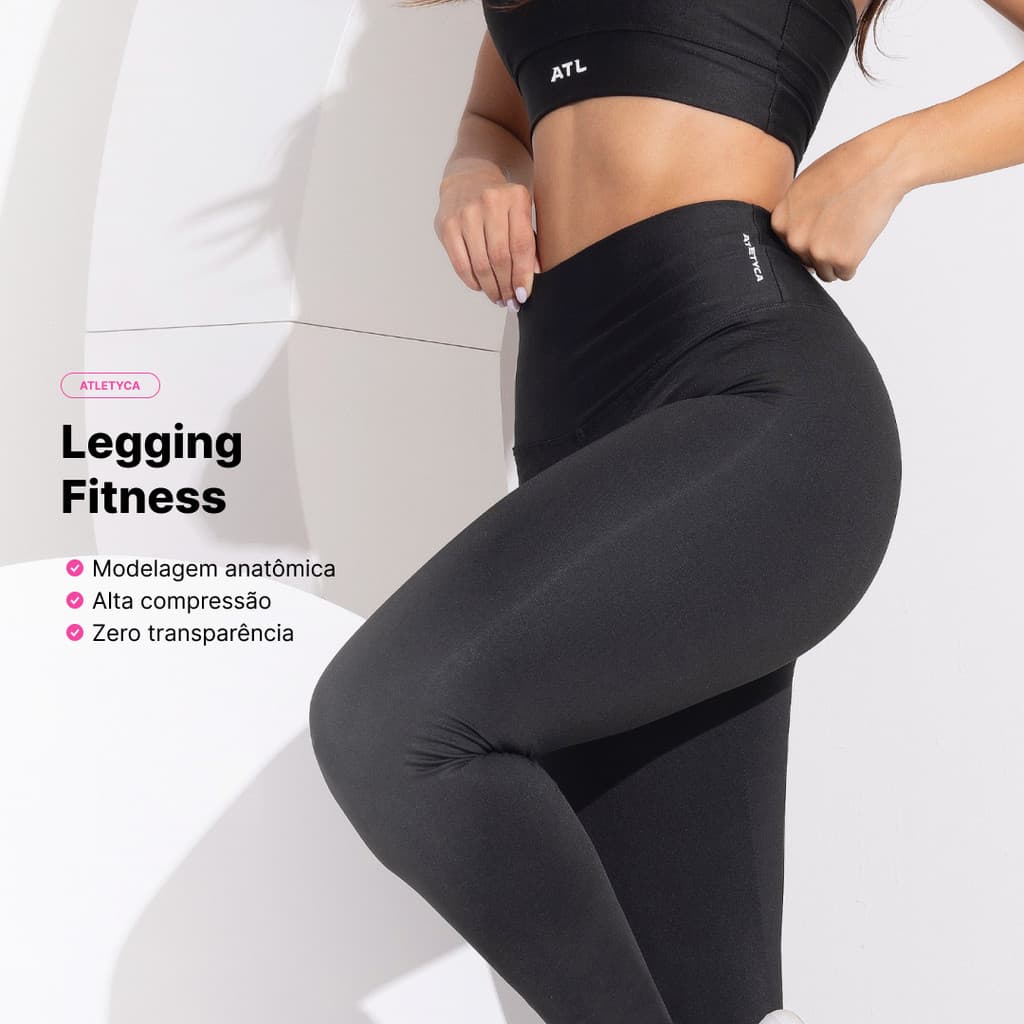Calça Legging Feminina Fitness de Cintura Alta Academia Atletyca Zero Transparência