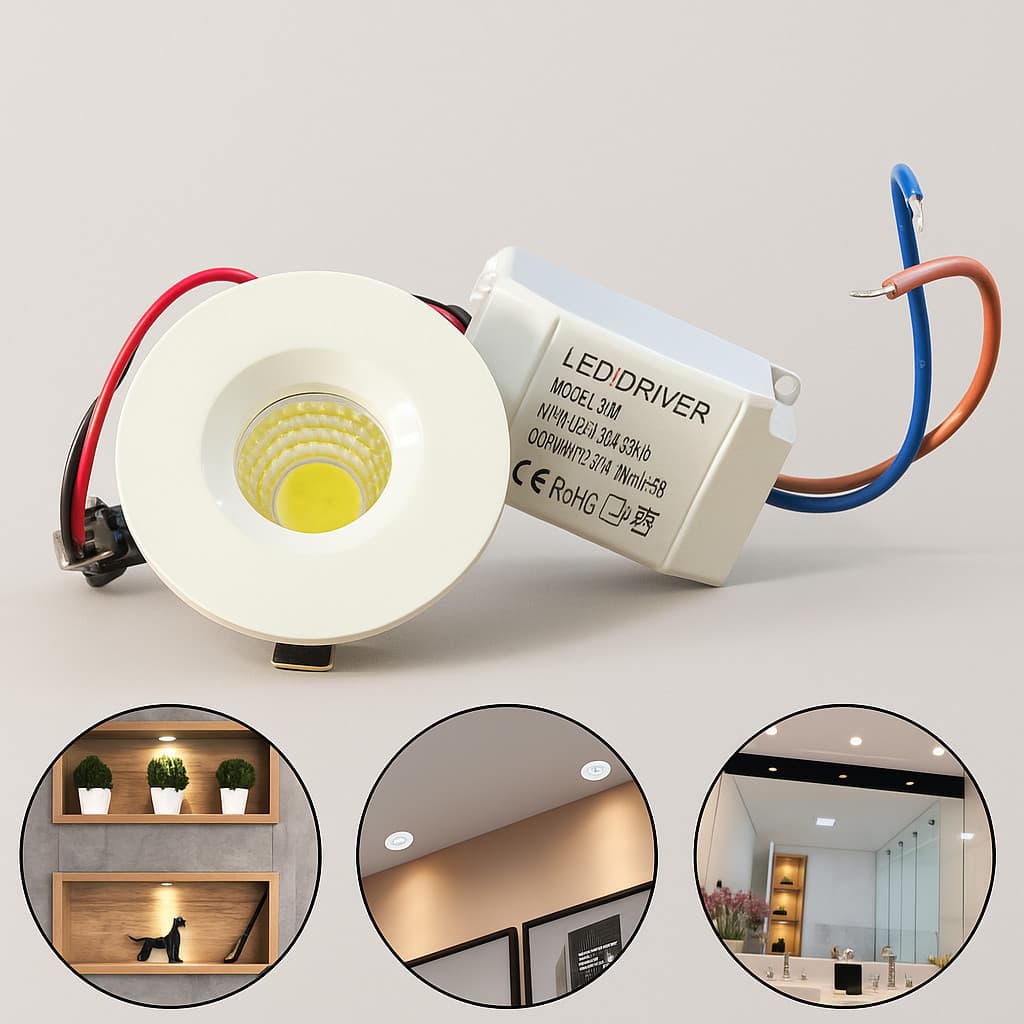 Mini Spot 3w Redondo Branco Frio Bivolt Sala de Estar - Sancas de Gesso - Quartos - Corredores