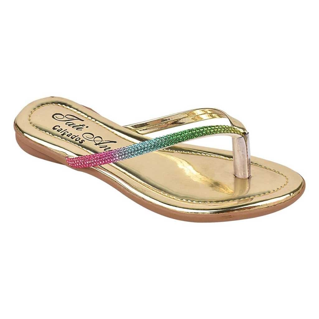 Rasteira Infantil Rasteirinha Colorida Casual Chinelo Strass Brilho Confortável Moda