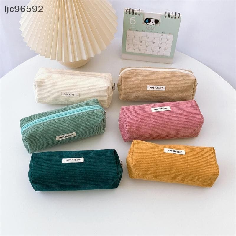 [ljc] 1 Peça Simplicidade Bolsa De Lápis De Estudante Para Menino Menina Moda Estética Série De Cor Sólida Estojo Maquia