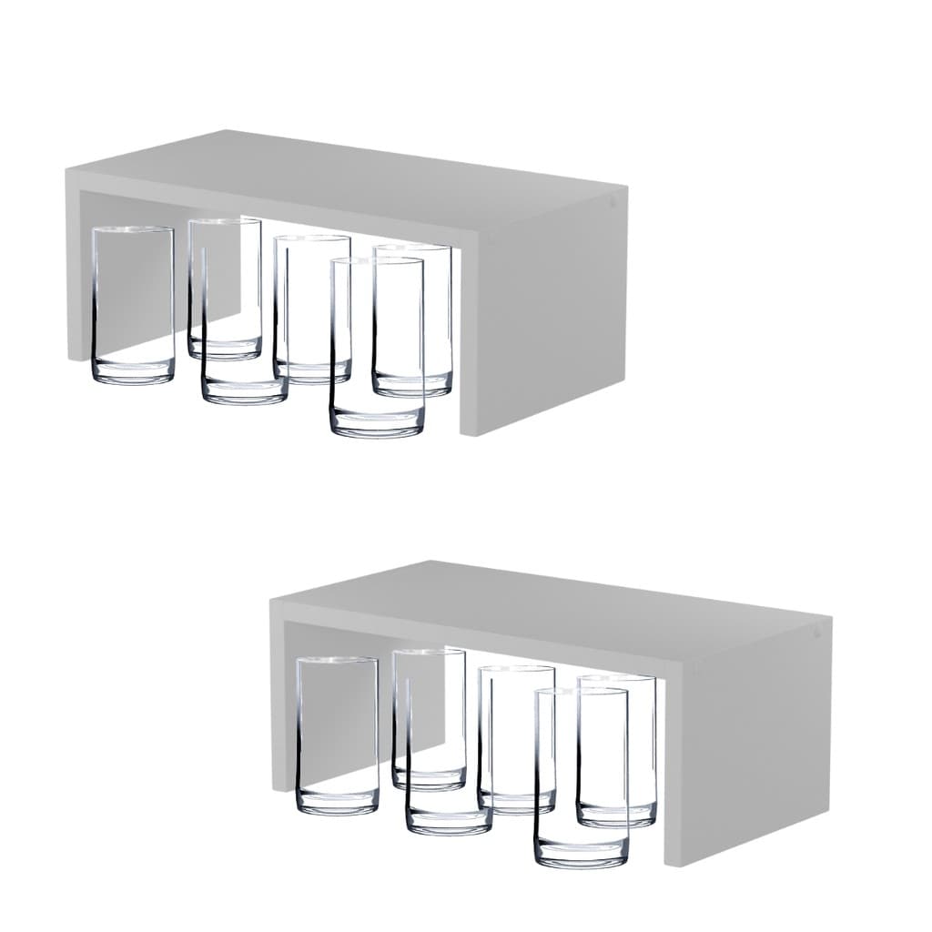 Kit 2 Organizador  Prateleira Cozinha Médio Divisória de Armário Para Pratos Copo MDF Branco