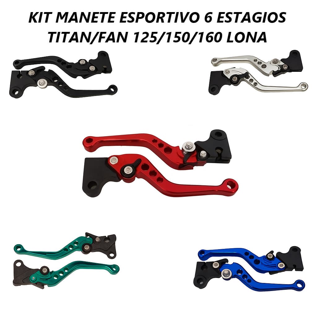 Manete Esportivo Regulagem 6 estágios Freio a Lona Tambor Honda Titan Fan Start 125 150 160 Par Kit