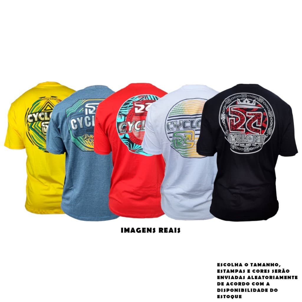 Kit com 5, 4, 3 e 2 Camisa Cyclone Premium Malha 30.1 Penteada 100% Algodão - Camiseta Ciclone